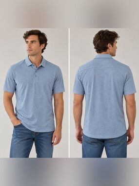 Orvis Men’s XL Light Blue Performance Polo Stretch Short Sleeve Golf/Casual